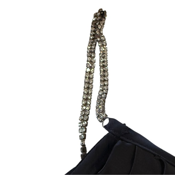 PrettyLittleThing Black Satin Gem One Shoulder Maxi Dress - Picture 4 of 4